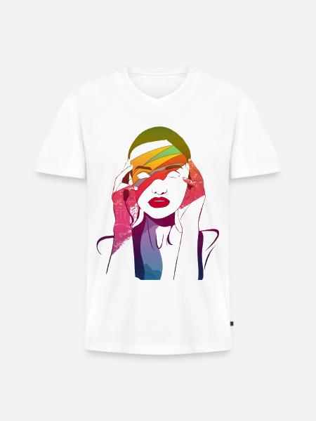 red_lips_project - Männer Premium Bio T-Shirt mit V-Ausschnitt - Weiß