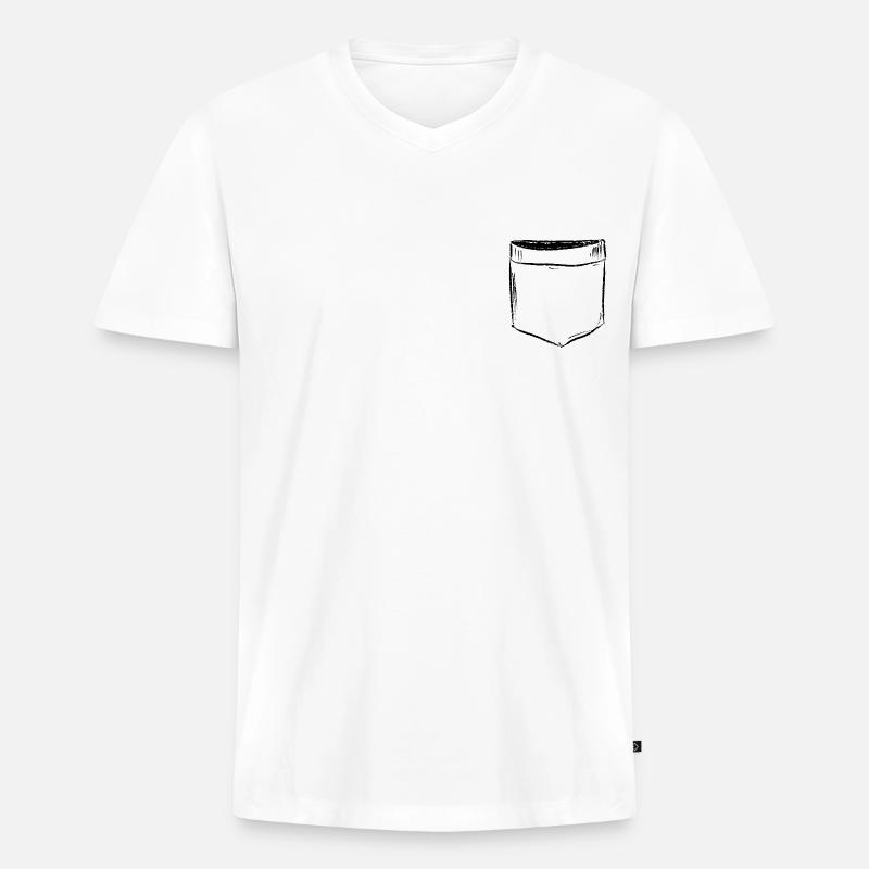 Brusttasche Comic Draw - Männer Premium Bio T-Shirt mit V-Ausschnitt - Weiß