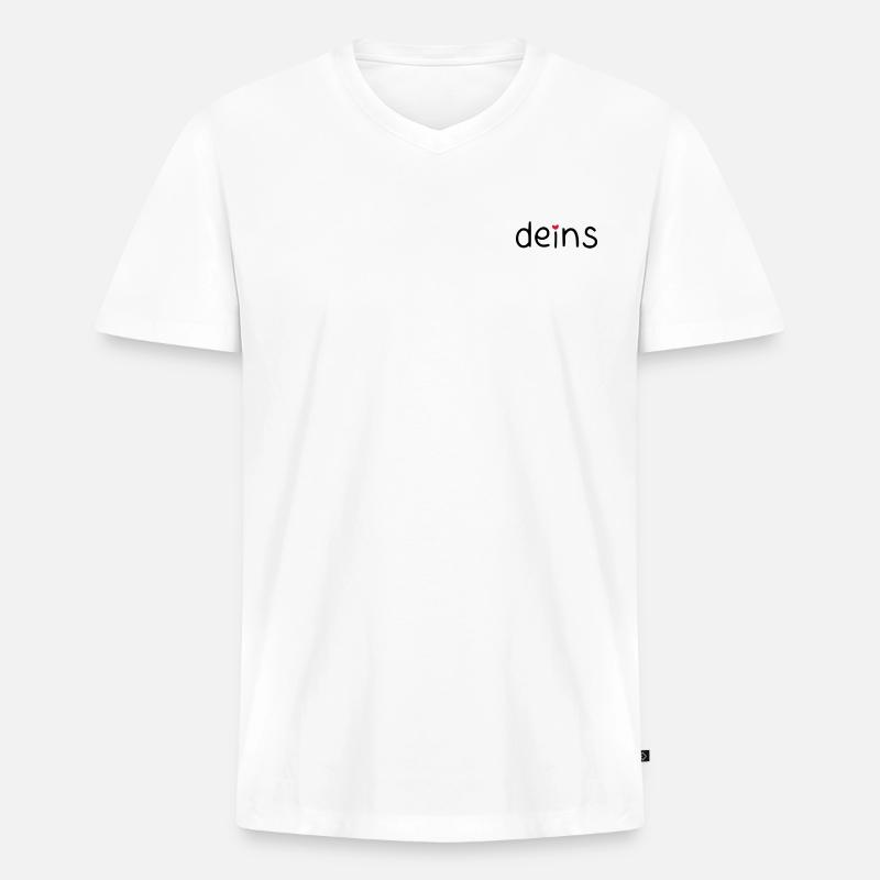 deins – mit farbigem Herz - Männer Premium Bio T-Shirt mit V-Ausschnitt - Weiß