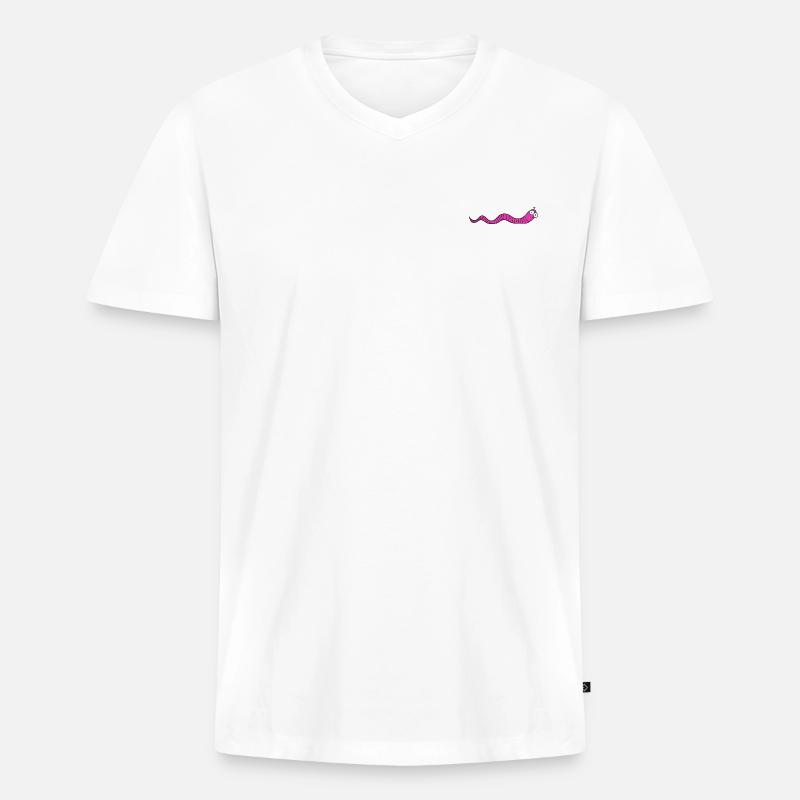 Regenwurm - Männer Premium Bio T-Shirt mit V-Ausschnitt - Weiß