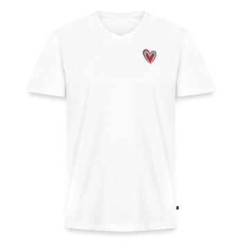 Herz - Männer Premium Bio T-Shirt mit V-Ausschnitt - Weiß - Vorne - Nico (187cm)
