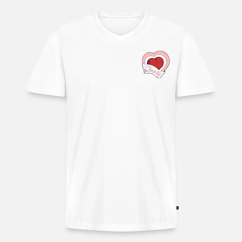 Herzlichkeit - Männer Premium Bio T-Shirt mit V-Ausschnitt - Weiß