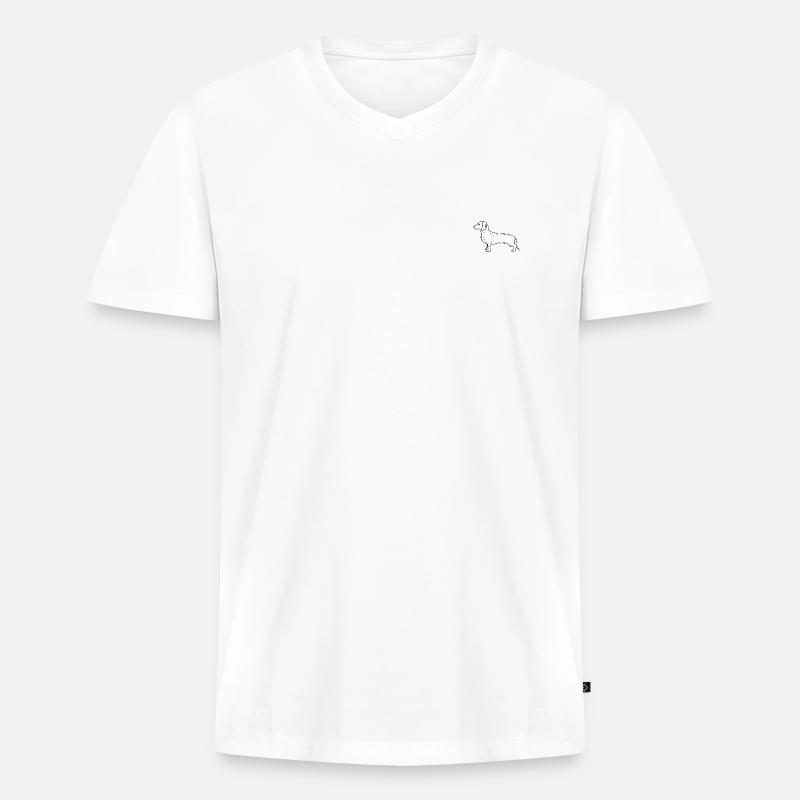 Dackel - Männer Premium Bio T-Shirt mit V-Ausschnitt - Weiß