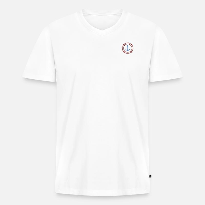Anker im Knoten - Männer Premium Bio T-Shirt mit V-Ausschnitt - Weiß