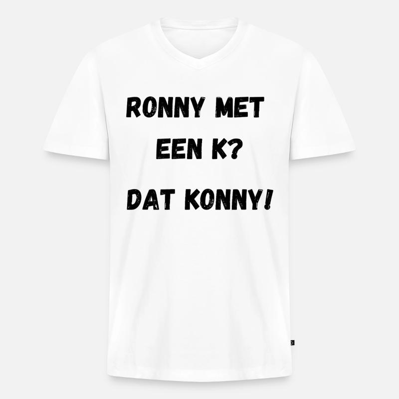 Ronny mit einem K - Männer Premium Bio T-Shirt mit V-Ausschnitt - Weiß