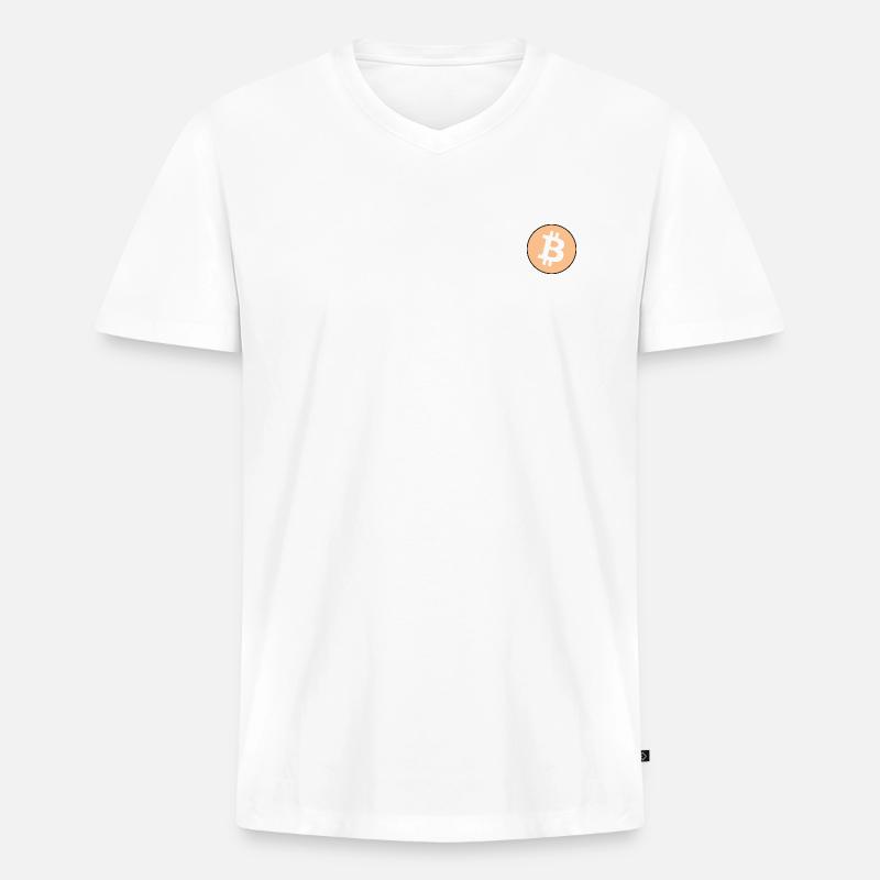 Einfaches Bitcoin-Design - Männer Premium Bio T-Shirt mit V-Ausschnitt - Weiß