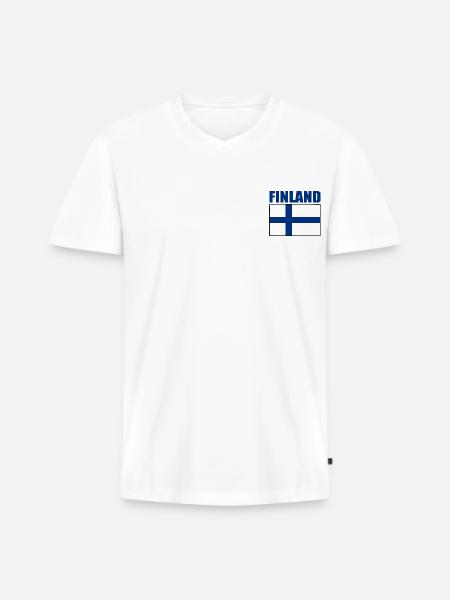 Finland - Men's Premium Organic T-shirt with V-neck - white