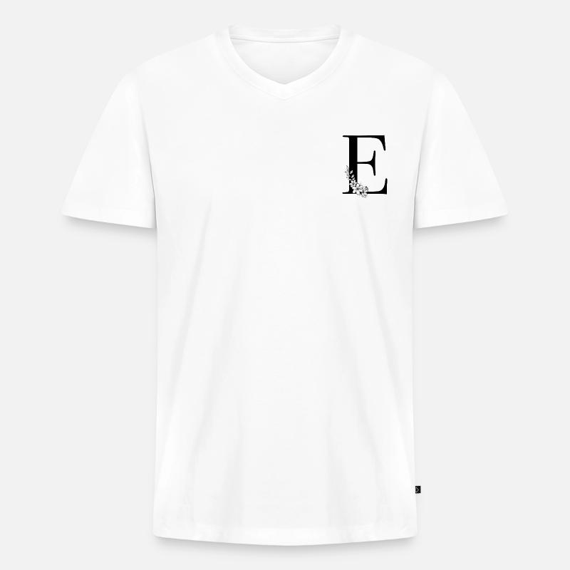 Buchstabe E - Männer Premium Bio T-Shirt mit V-Ausschnitt - Weiß