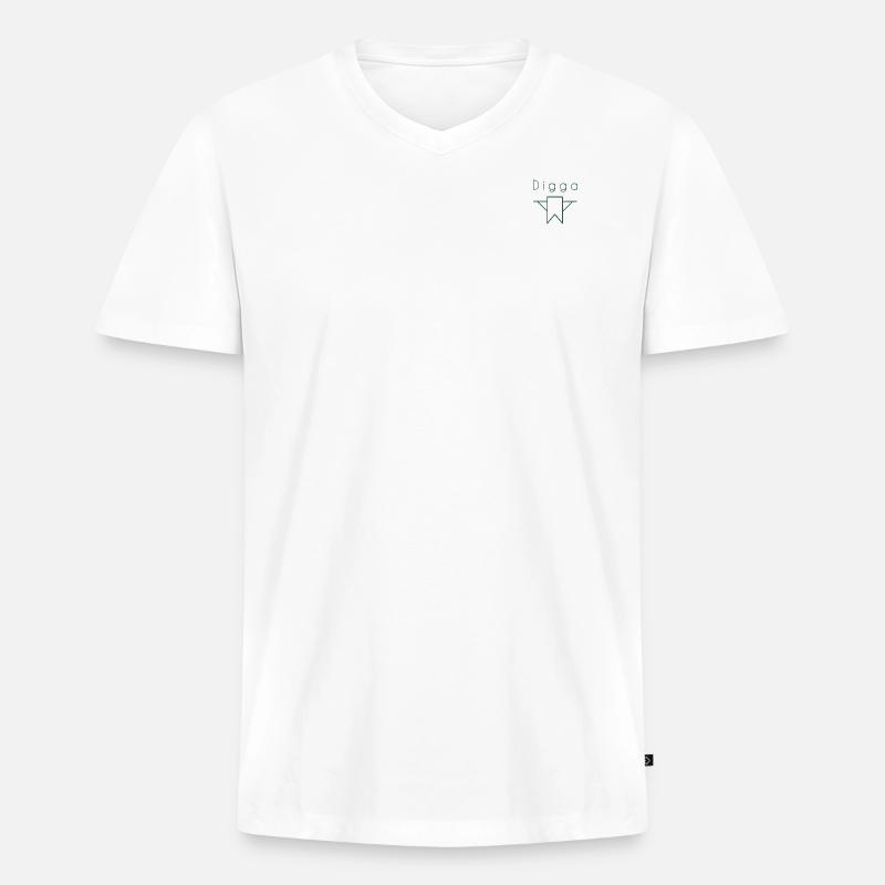 HEY Digga - Männer Premium Bio T-Shirt mit V-Ausschnitt - Weiß