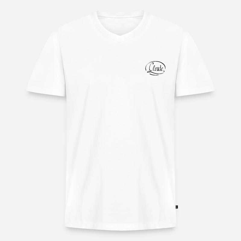 Claude - Männer Premium Bio T-Shirt mit V-Ausschnitt - Weiß