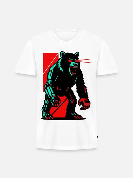 Mecha Techno Bear - Men's Premium Organic T-shirt with V-neck - white