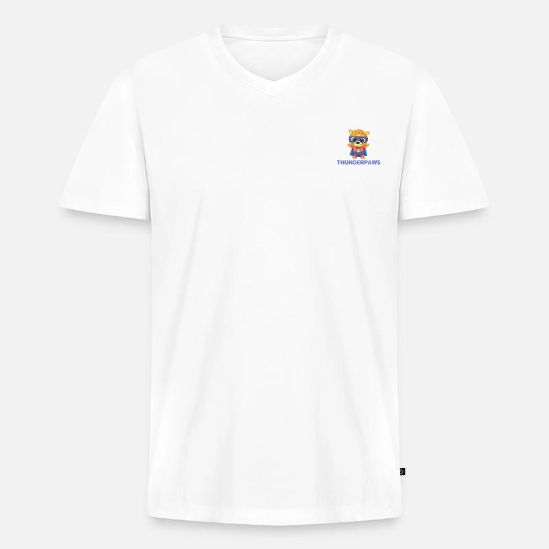 DONNERPFOTEN - Männer Premium Bio T-Shirt mit V-Ausschnitt - Weiß