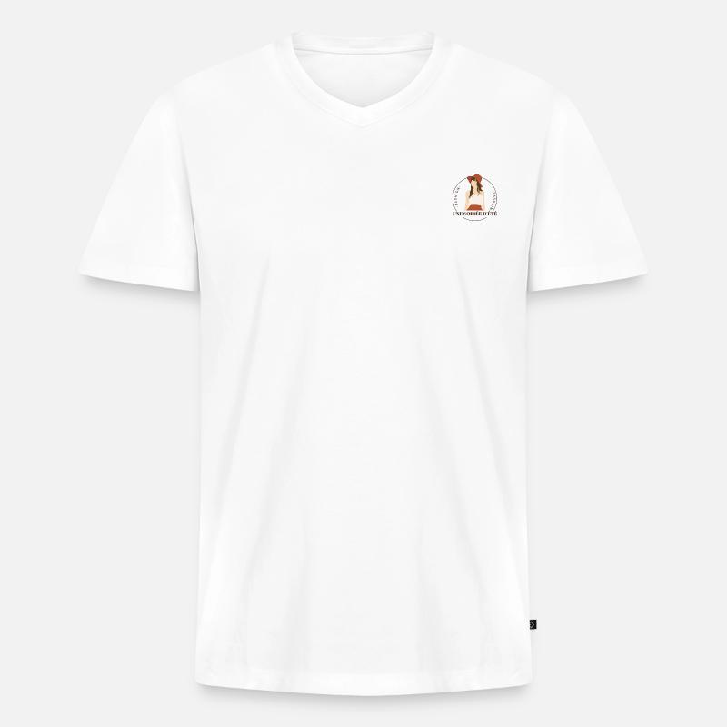 UNE SOIREE D'ETE - Männer Premium Bio T-Shirt mit V-Ausschnitt - Weiß