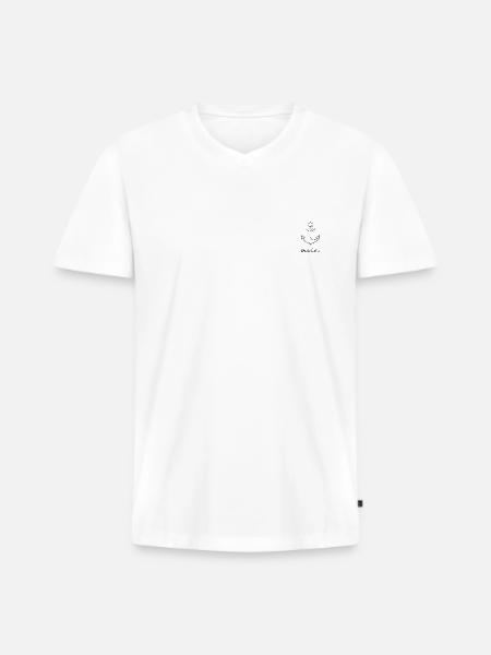 Moin Anker Motiv - Männer Premium Bio T-Shirt mit V-Ausschnitt - Weiß