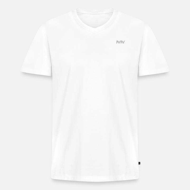 PAPA - Männer Premium Bio T-Shirt mit V-Ausschnitt - Weiß