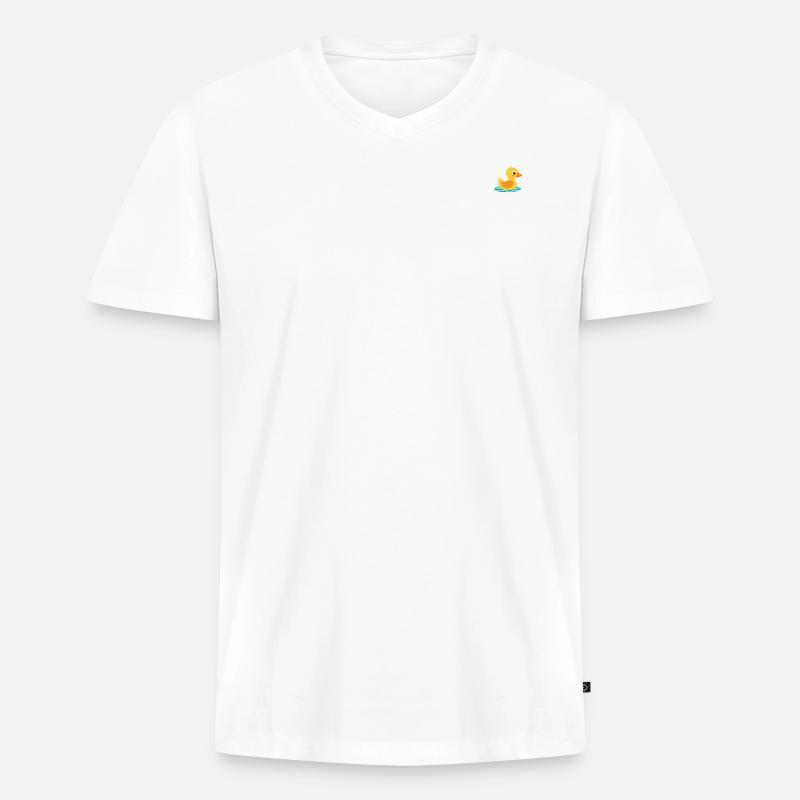 Quietscheentchen - Männer Premium Bio T-Shirt mit V-Ausschnitt - Weiß