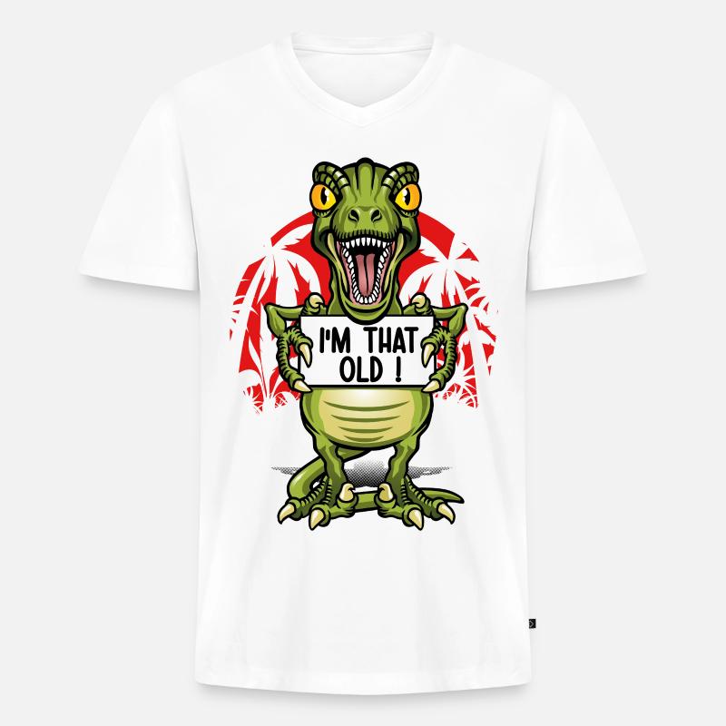 Ich bin ein alter Dinosaurier - Männer Premium Bio T-Shirt mit V-Ausschnitt - Weiß