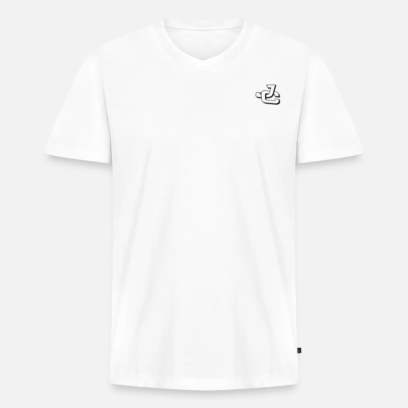 JC - Männer Premium Bio T-Shirt mit V-Ausschnitt - Weiß