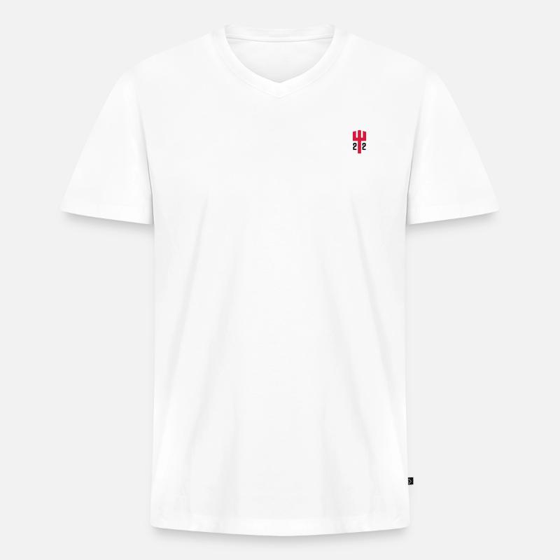Neptun 22 - Männer Premium Bio T-Shirt mit V-Ausschnitt - Weiß