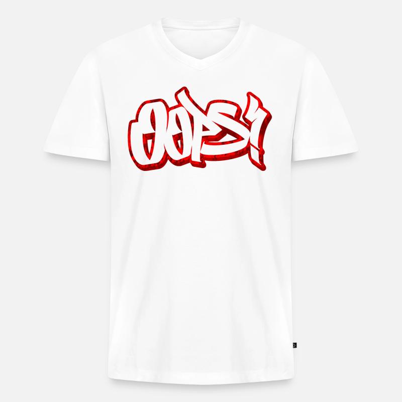 Oops Tölpel peinlich Graffiti Geschenk - Männer Premium Bio T-Shirt mit V-Ausschnitt - Weiß