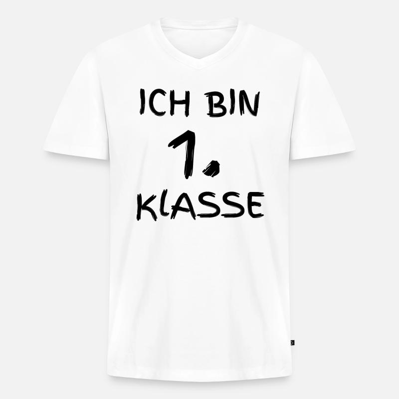 ich bin 1. Klasse - Männer Premium Bio T-Shirt mit V-Ausschnitt - Weiß