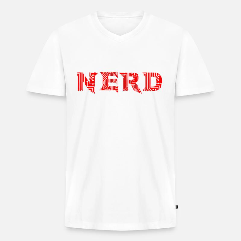 Computer Nerd - Männer Premium Bio T-Shirt mit V-Ausschnitt - Weiß