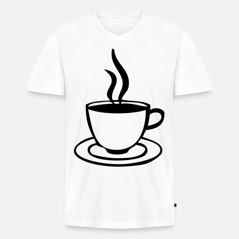 Kaffeetasse - Männer Premium Bio T-Shirt mit V-Ausschnitt - Weiß