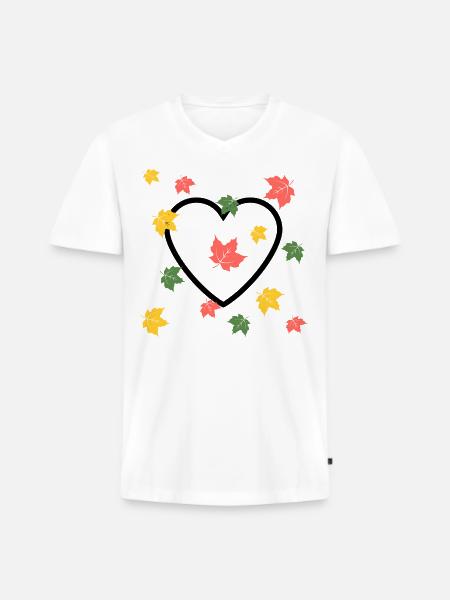 Herbst Liebe - Männer Premium Bio T-Shirt mit V-Ausschnitt - Weiß