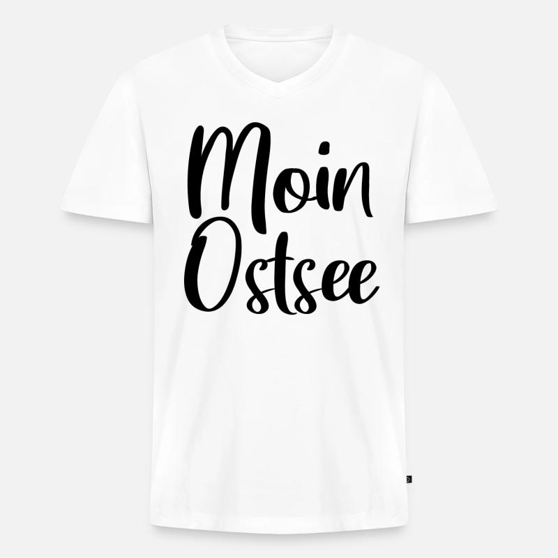 MOIN OSTSEE - Männer Premium Bio T-Shirt mit V-Ausschnitt - Weiß