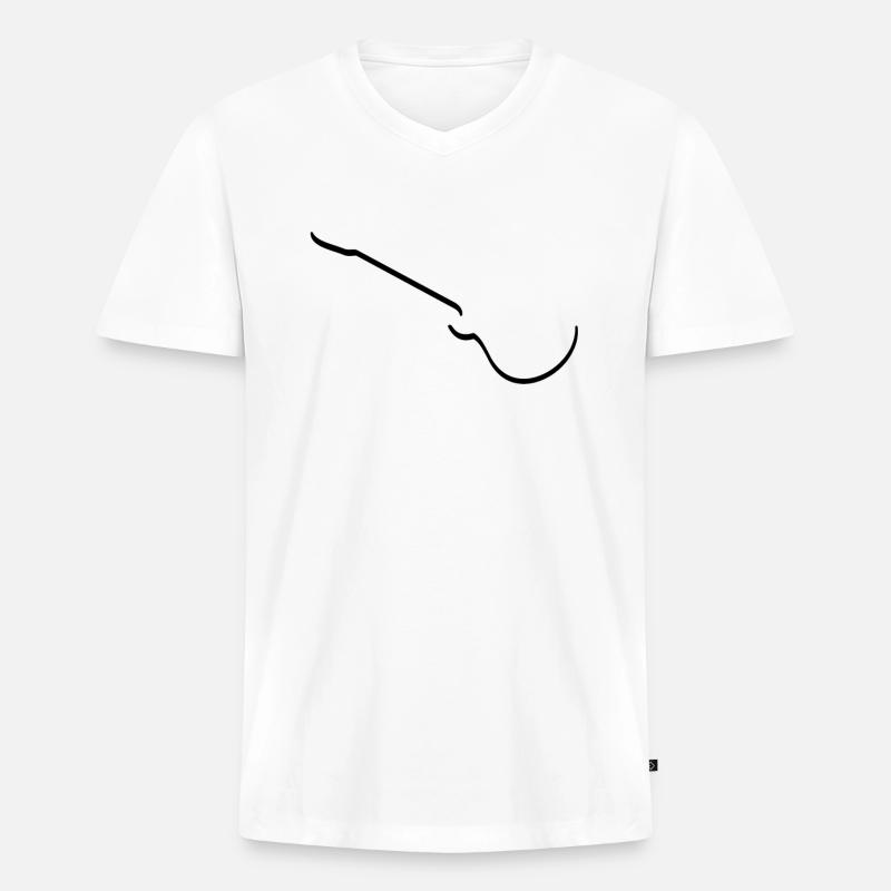 E Gitarre - Männer Premium Bio T-Shirt mit V-Ausschnitt - Weiß