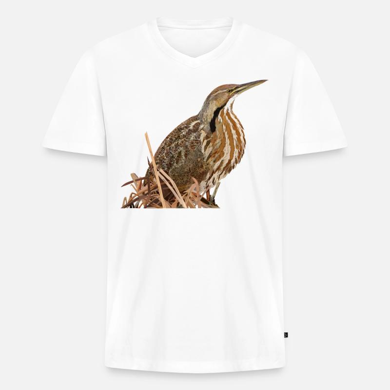 Lentiginous Bittern - Männer Premium Bio T-Shirt mit V-Ausschnitt - Weiß