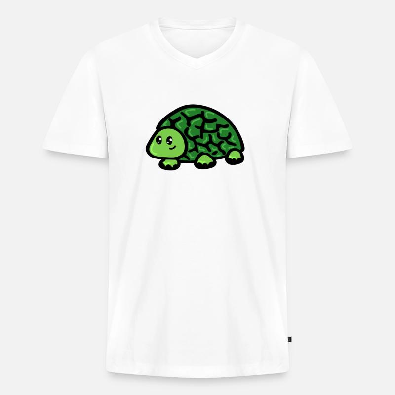 Schildkröte - Männer Premium Bio T-Shirt mit V-Ausschnitt - Weiß