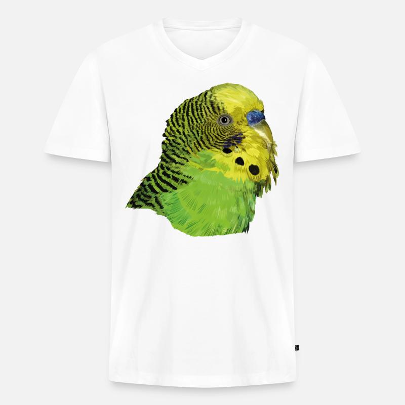 Australischer Sittich - Männer Premium Bio T-Shirt mit V-Ausschnitt - Weiß