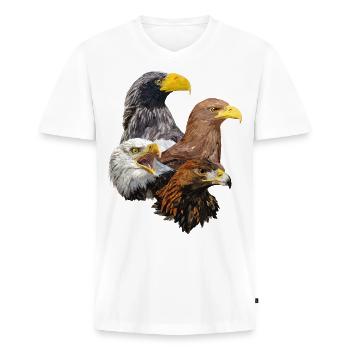 Oiseaux de proie - T-shirt encolure en V Premium bio Homme - blanc - Devant - Nico (187cm)