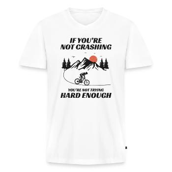 Mountainbiking cykel off-road cykel MTB gave - Premium økologisk T-shirt med V-hals til mænd - hvid - Foran - Nico (187cm)