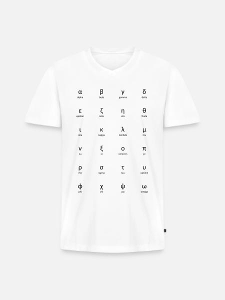 Alphabet grec - T-shirt encolure en V Premium bio Homme - blanc