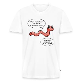 Compostage Compostage Jardin Worm Humour - T-shirt encolure en V Premium bio Homme - blanc - Devant - Nico (187cm)