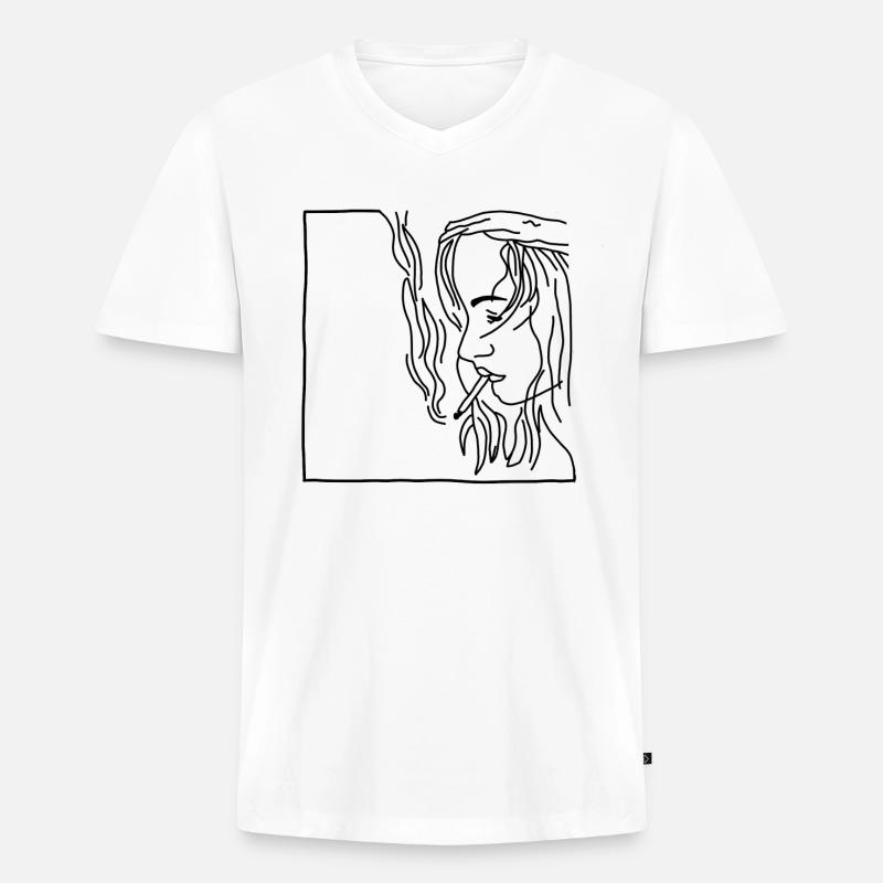 Smoke Rauchen Zigarette - Männer Premium Bio T-Shirt mit V-Ausschnitt - Weiß