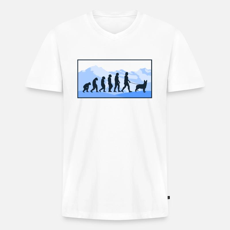 Harzer Fuchs Evolution Hütehund Geschenk - Männer Premium Bio T-Shirt mit V-Ausschnitt - Weiß
