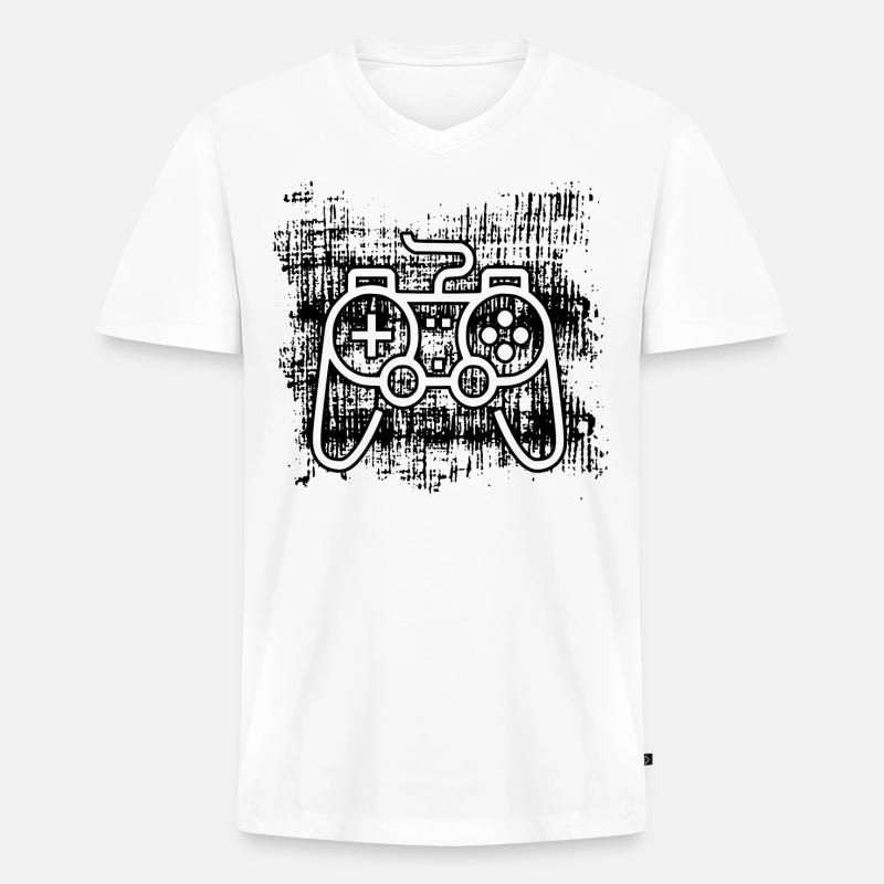 Konsole - Männer Premium Bio T-Shirt mit V-Ausschnitt - Weiß