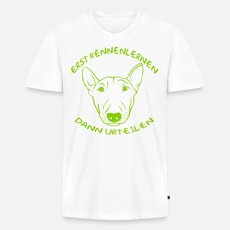 Erst Kennenlernen - Dann Urteilen - Männer Premium Bio T-Shirt mit V-Ausschnitt - Weiß