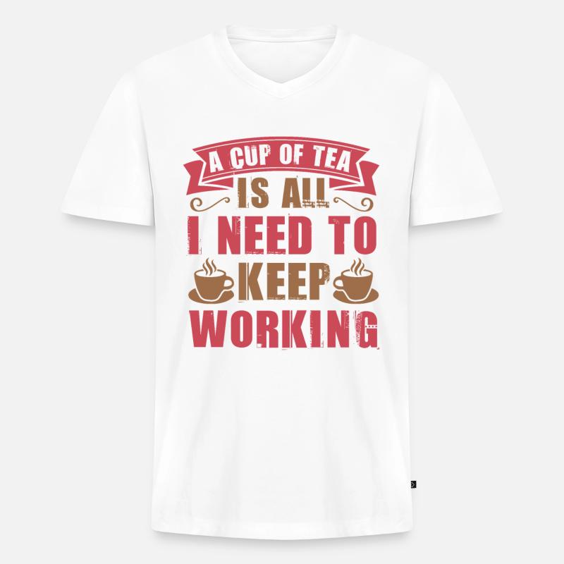 Tee Trinker Spruch - Männer Premium Bio T-Shirt mit V-Ausschnitt - Weiß