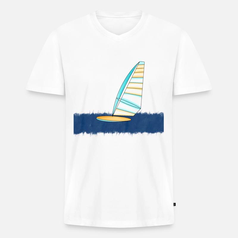 Windsurfer Windsurfen Wind - Männer Premium Bio T-Shirt mit V-Ausschnitt - Weiß