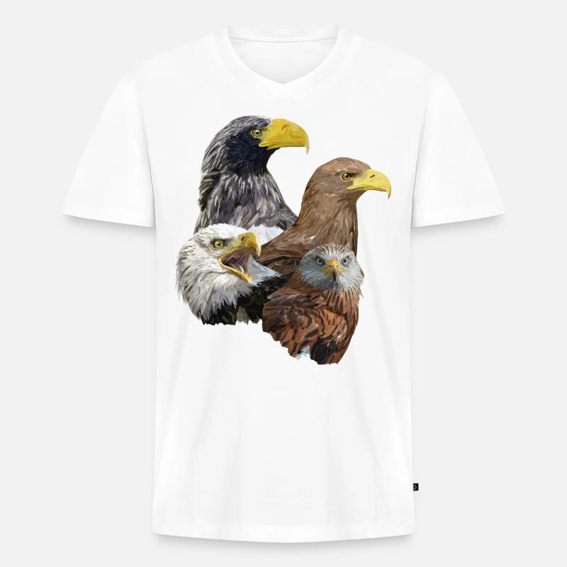 Greifvogel - Männer Premium Bio T-Shirt mit V-Ausschnitt - Weiß