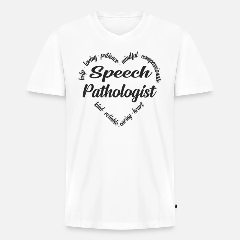 Speech Pathologist Heart Word - Männer Premium Bio T-Shirt mit V-Ausschnitt - Weiß