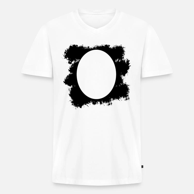 Schwarzer Farbfleck Hintergrund Oval - Männer Premium Bio T-Shirt mit V-Ausschnitt - Weiß