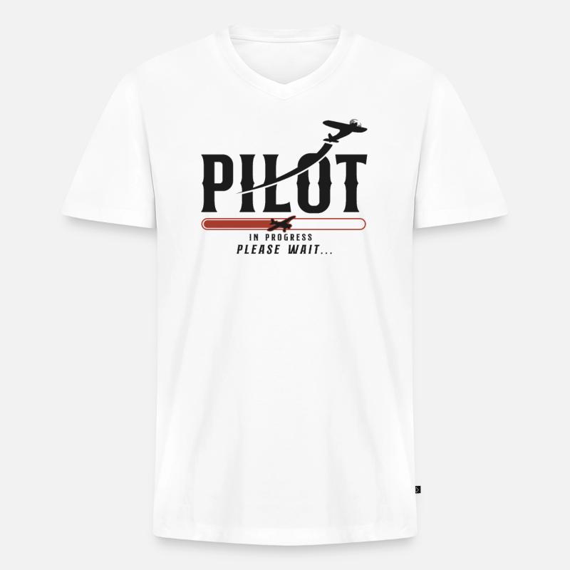 Airplane Pilot Future Pilot - Männer Premium Bio T-Shirt mit V-Ausschnitt - Weiß