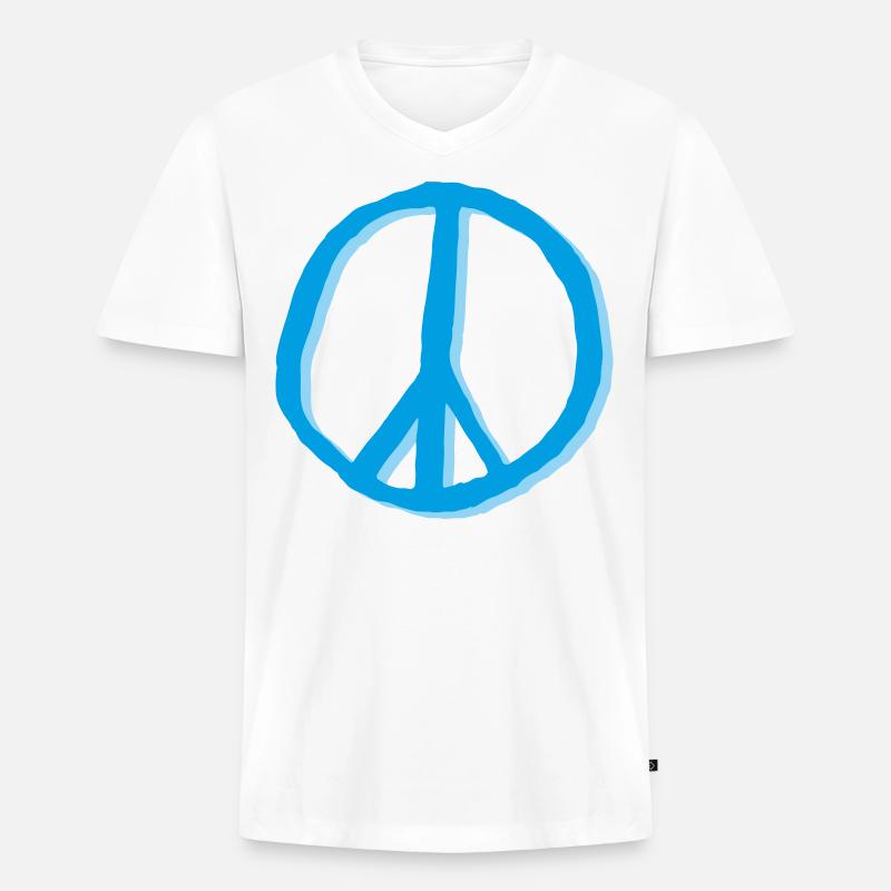 Peacezeichen Friedenszeichen Zeichen - Männer Premium Bio T-Shirt mit V-Ausschnitt - Weiß