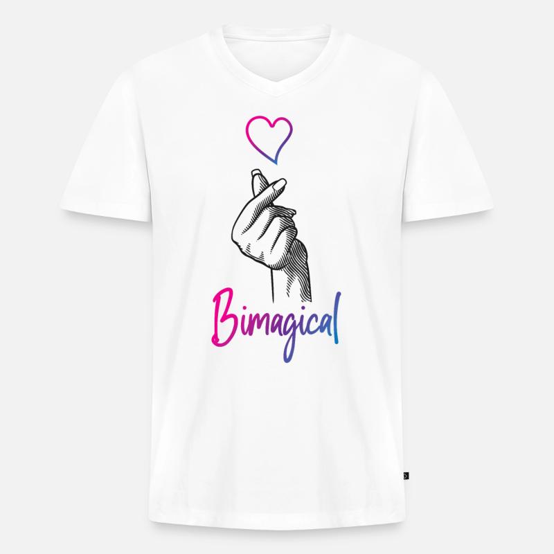 Bisexual Bi Pride Flag Pun - Männer Premium Bio T-Shirt mit V-Ausschnitt - Weiß