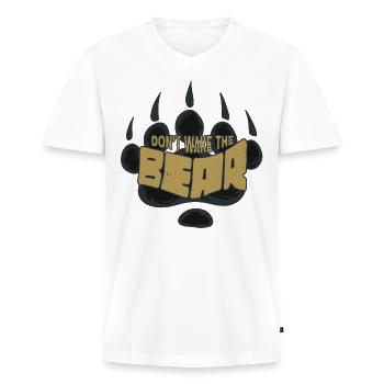 Ne réveillez pas l’ours - T-shirt encolure en V Premium bio Homme - blanc - Devant - Nico (187cm)